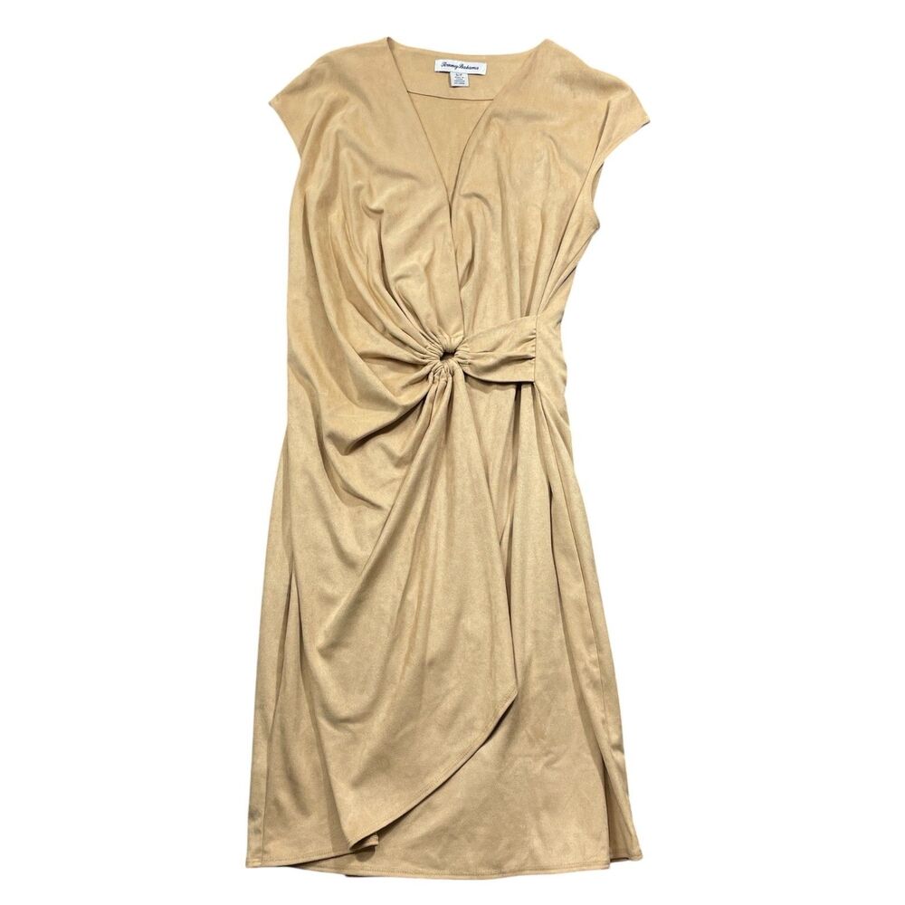Tommy Bahama Small Tan Sleevelss Dress Polyester Blend Faux Suede Feel
